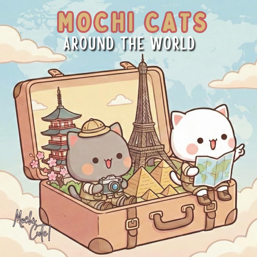 Mochi Cats: Around the World: A Kawaii Coloring Book with Thick Bold Lines! Cute Cats Visiting Paris, Tokyo, Egypt & More. Easy & Relaxing Fun for Kids and Adults (Mochi Cats Adventures)
