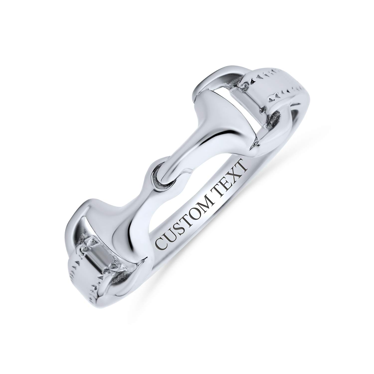 Personalizzare Cowgirl Equestrian Lover doppio cavallo Snaffle Bit Band Ring Gioielli occidentali per le donne adolescenti Placcato oro giallo 14K .925 Sterling Silver Personalizzabile