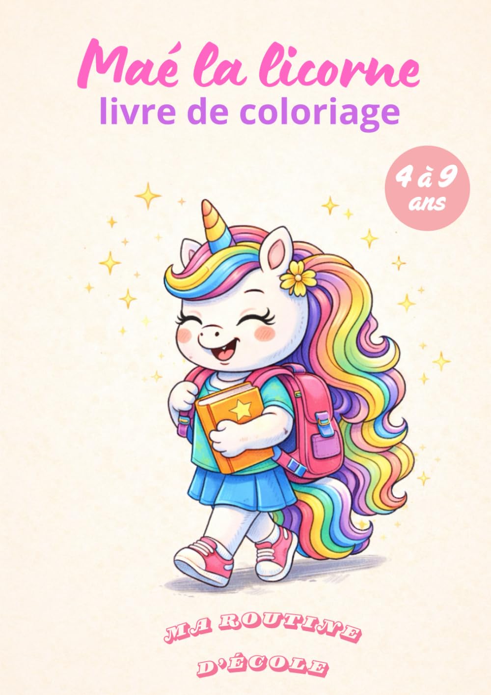 Maé la Licorne – Tome 1 : Ma routine d’école: Livre de coloriage pour enfants