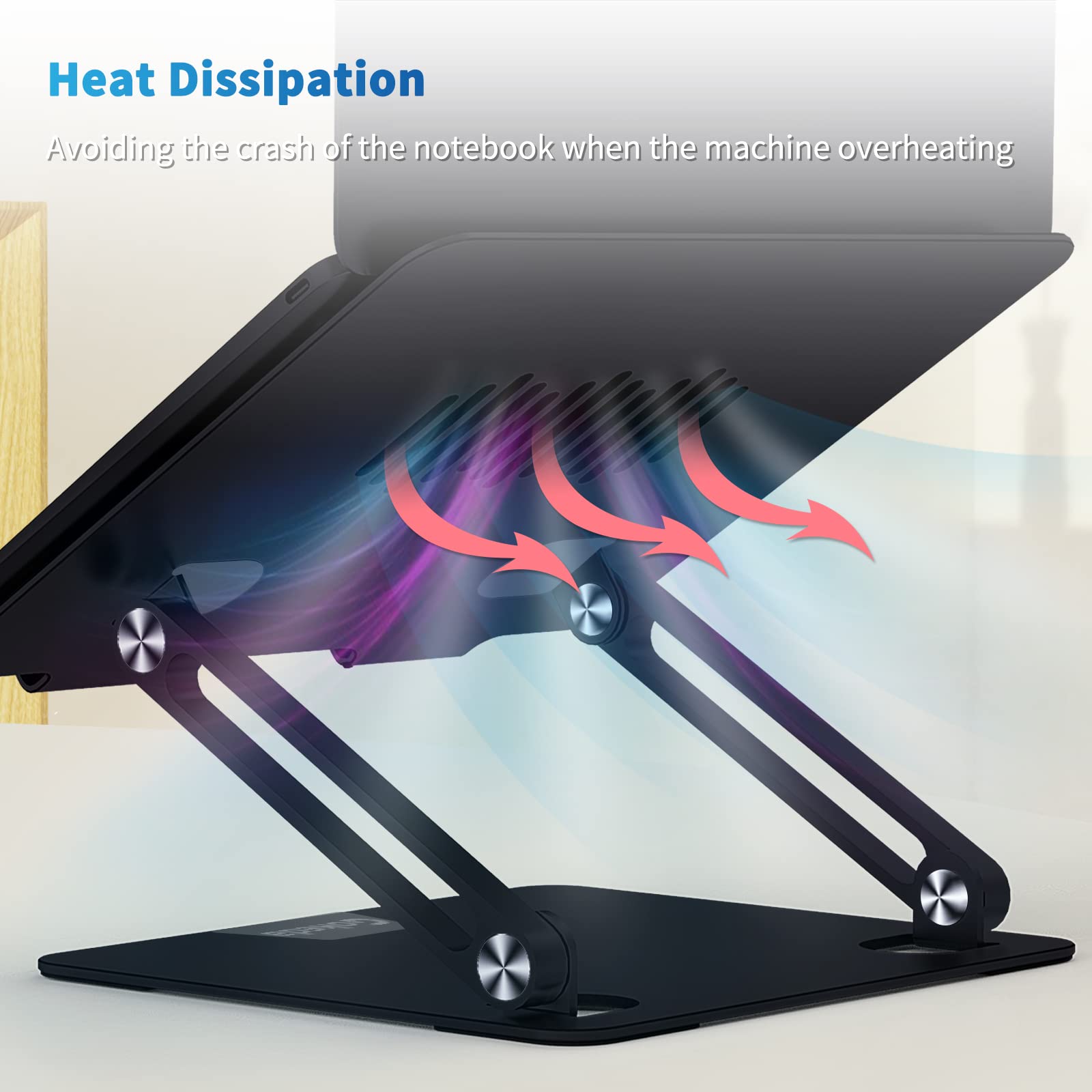 GOKEDA Supporto Per Pc Portatile – Supporto Ergonomico in Alluminio per Scrivania, Computer Portatile Riser Compatibile con MacBook Air/Pro, Dell, HP, Lenovo, altri laptop da 10-15,6"