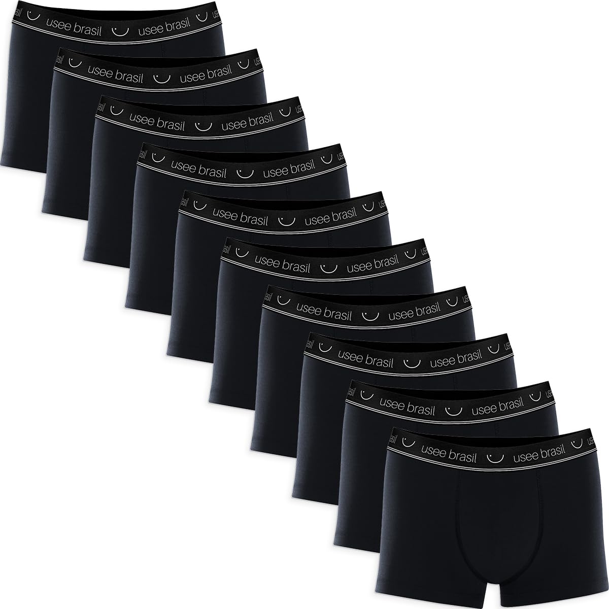 Usee Brasil Kit com 10 Cuecas Boxer Algodão Masculina Adulto – Confortável, Respirável, Tecido Macio, Alta Durabilidade, Modelagem Anatômica, Cós Elástico Reforçado, Ideal para Uso Diário