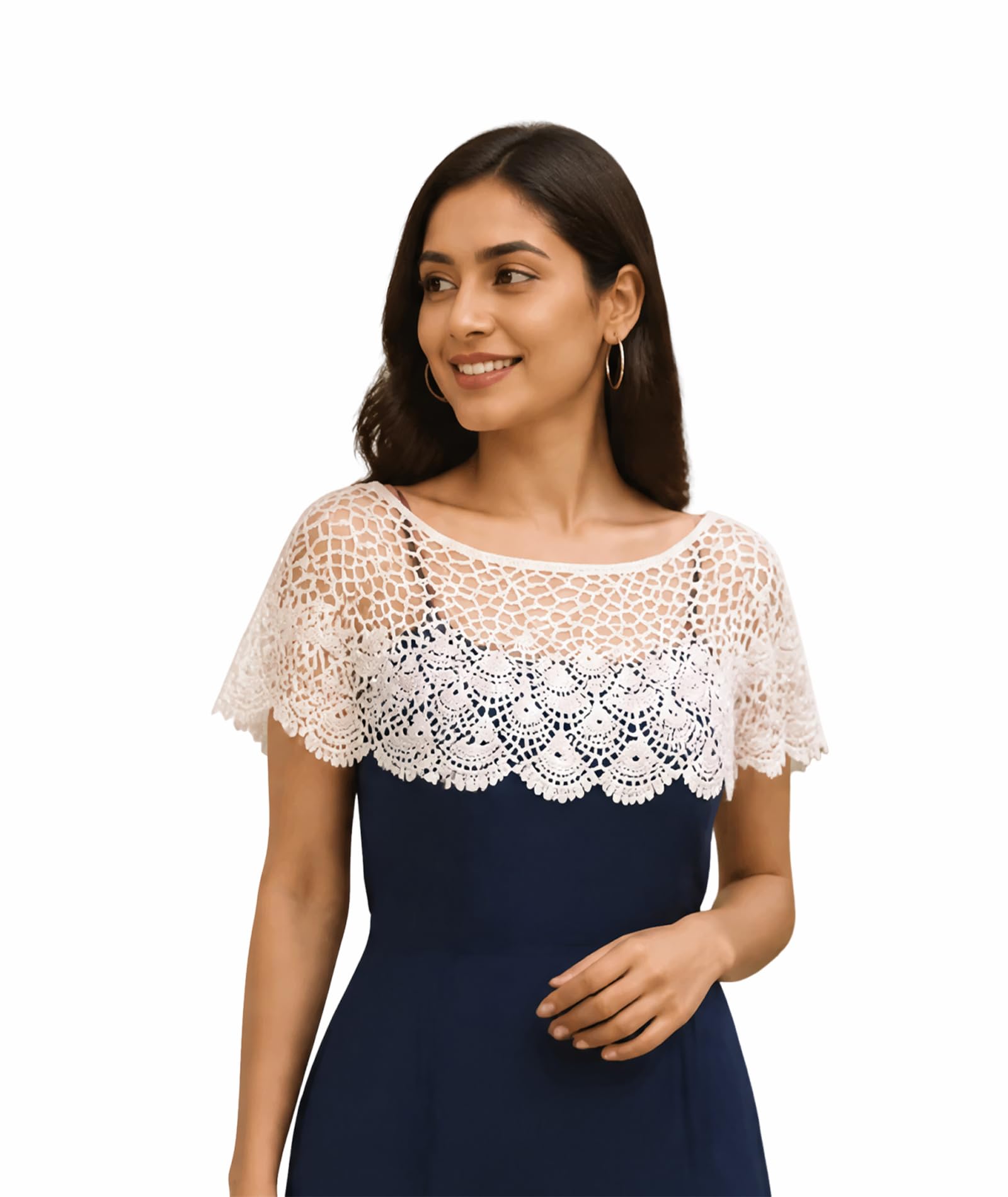 oyosonabymy Women White Shell Lace Knit Sunscreen Shrug, Lightweight Lace-Up Open Front Cardigan, Breathable Hollow Out Cover Up for Casual Daily Beach Wedding Bridal Wear-picture-18