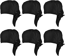 Sporgo 6 Stück Kochmütze Set: Damen Herren Kochmütze Verstellbarer Bandana, Arbeitsmütze Schwarz Koch Hut, Kochmütze für Restaurants, Hotels, Schulen, Küchen, Bars, Geschäfte