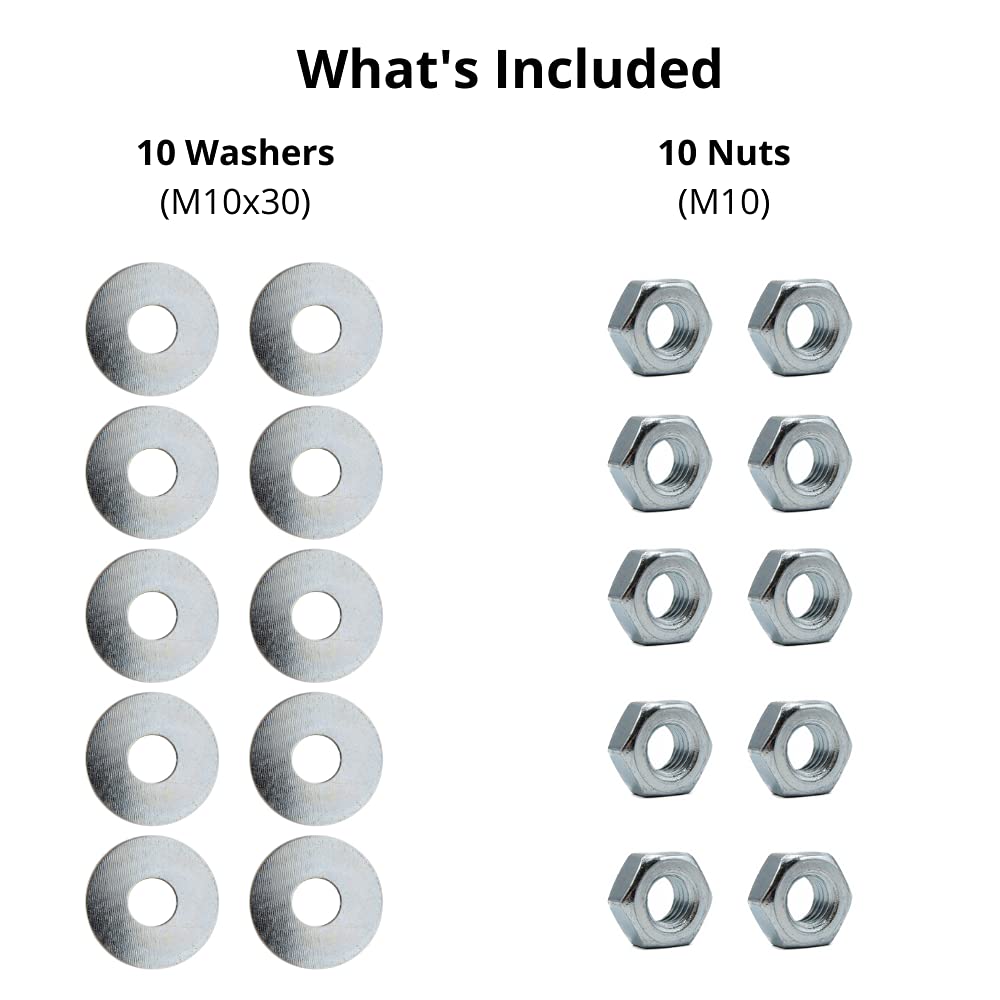 10 Rondelle Piatte Metriche M10, Acciaio Zincato, 10mm, Grado 8.8, Rivercity Fastener