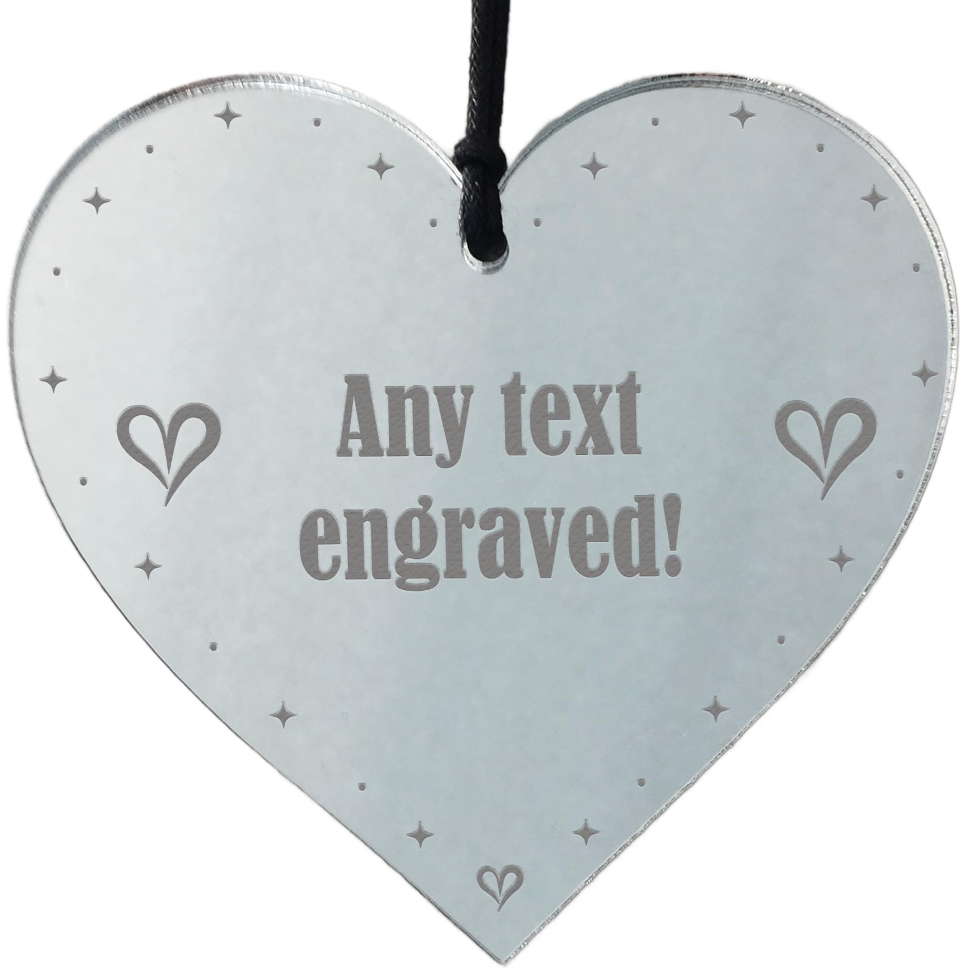 Personalised Thank You Gift ENGRAVED Hanging Heart Mum Dad Nan Grandad Birthday Xmas Gift