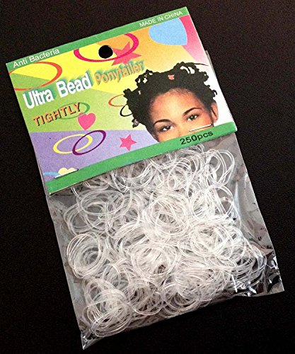Nicedeal - Pack de 250 pequeñas gomas de trenzado para trenzado de rastas (transparente) para belleza del cabello y decoración del pelo