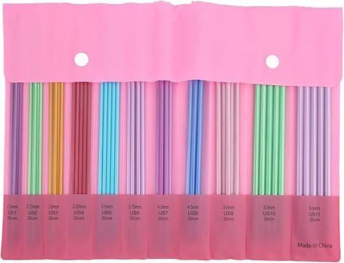 Juego de agujas de tejer, 55 piezas, un juego de agujas de tejer de aleación de aluminio, diseño ergonómico de doble punta, kit de agujas de tejer