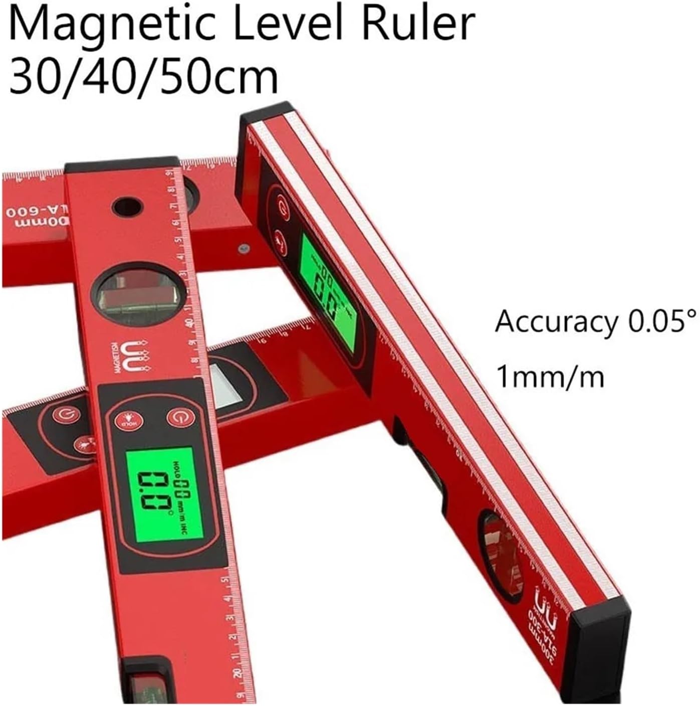 Woodworking Protractor, Digital Level Box High Accuracy Electronic Angle Finder Magnetic Inclinometer Protractor Gauge For Construction And Woodworking,Angle Measuring Tool(Red-30cm)