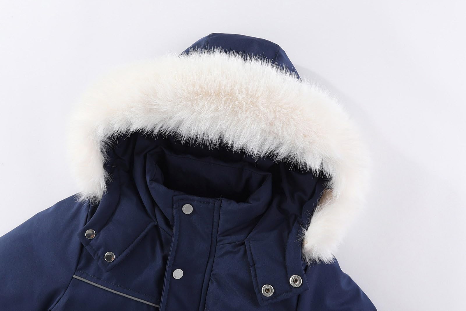 Guantes de esquí niño 6 años bebé niña niño invierno suéter traje grueso cálido con capucha sólido cremallera abajo abrigo paraks traje de nieve conjunto de protección contra la lluvia piernas, Blanco