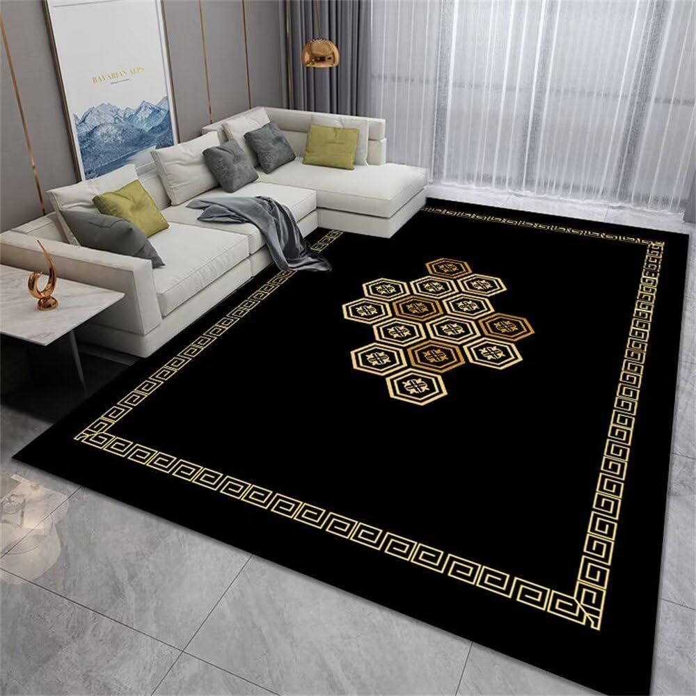 Tapis chambre garçon adolescent noir 140x210 cm à poils courts pour bureau et salon moderne