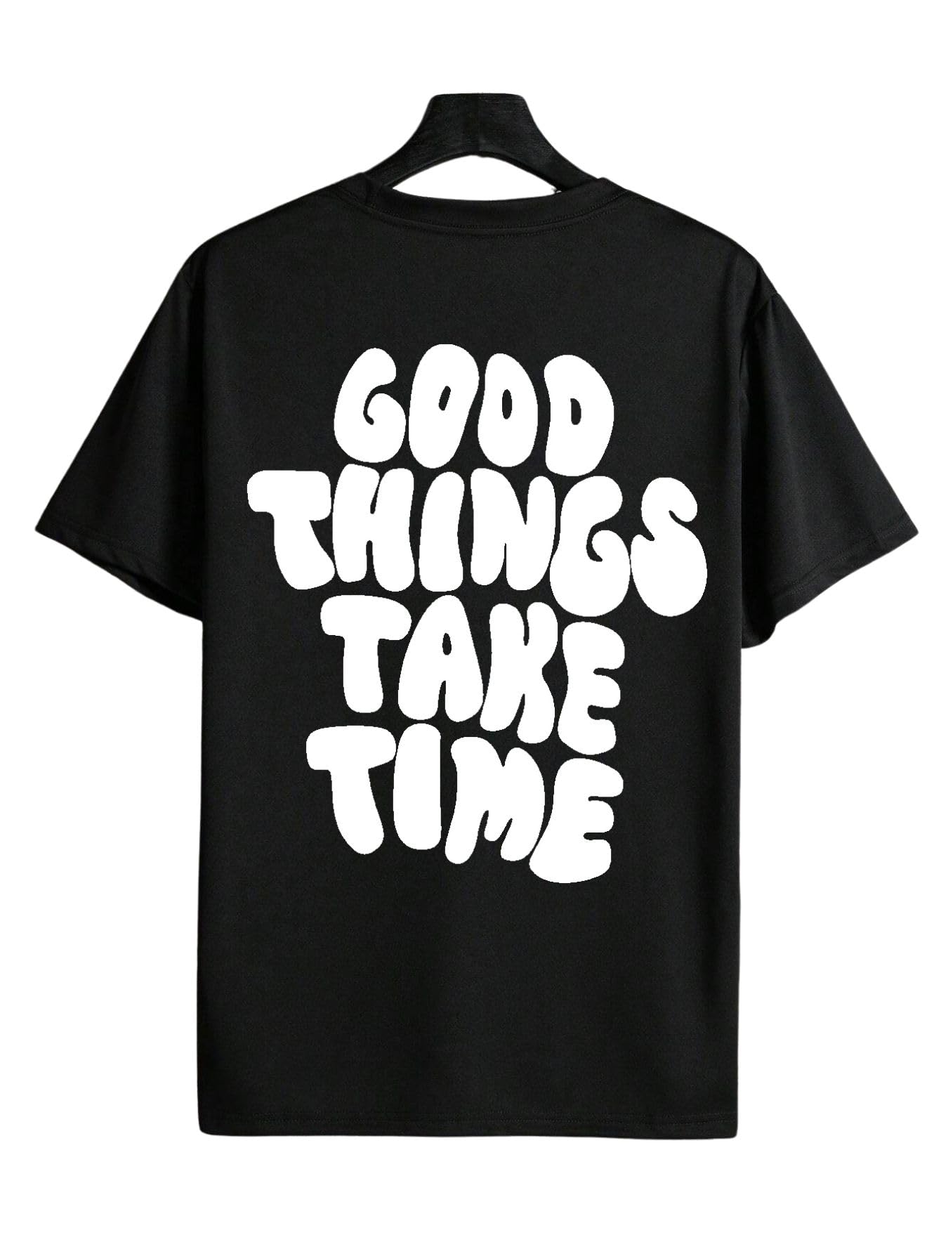 Benny Brooks Mens Black Hlaf Sleeve Graphic Printed Round Neck T-Shirt | Good Things Take Time