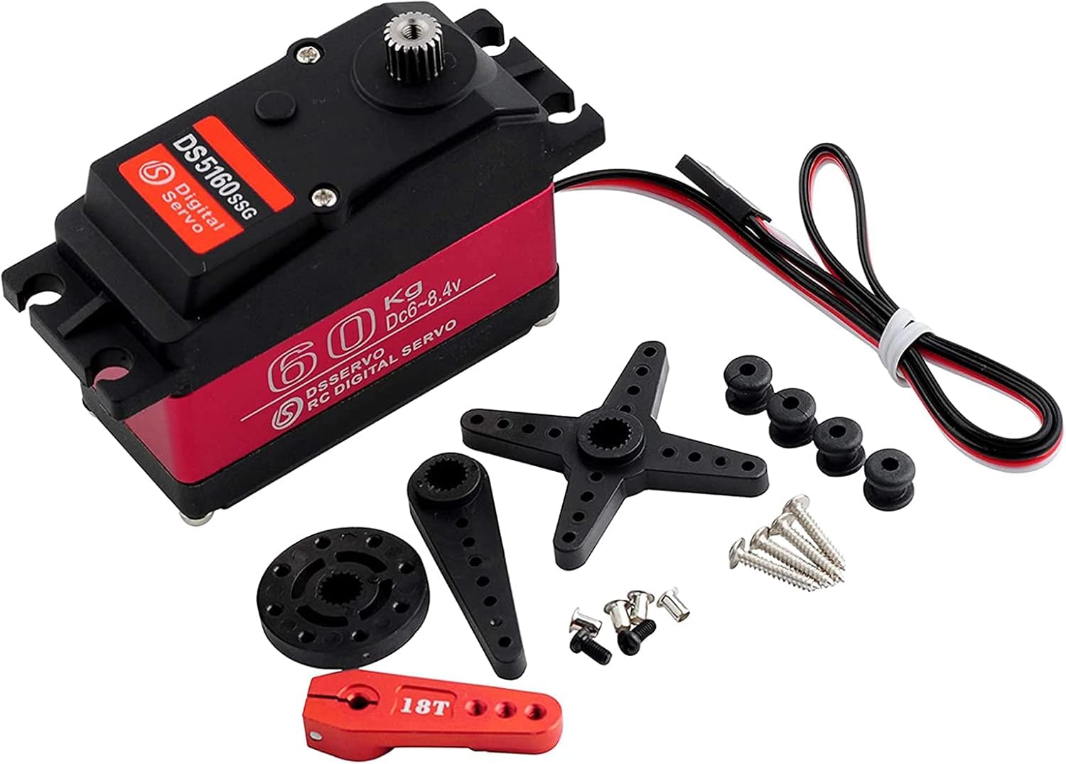 DS5160 Servomoteur,Digital Servo Servomoteur 60KG 180° Servo Numérique à Engrenages Métalliques Servo RC étanche pour 1/5 Redcat HPI Baja,Voiture Rc HéLicoptèRe Gouvernail Bateau Avion Diy Modelisme