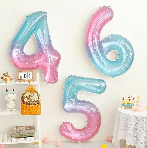 Miniatura 6 de Beaumode Ramo de globos de sirena grande de 40 pulgadas para cumpleaños del 0 al 9, decoración de fiesta de niñas bajo el mar (Número 7)