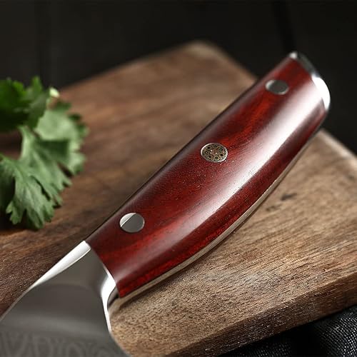 Miniatura 9 de YARENH Cuchillo chino de 7 pulgadas, cuchillo de chef de Damasco para cocina, 67 capas de acero inoxidable de alto carbono, mango de sándalo