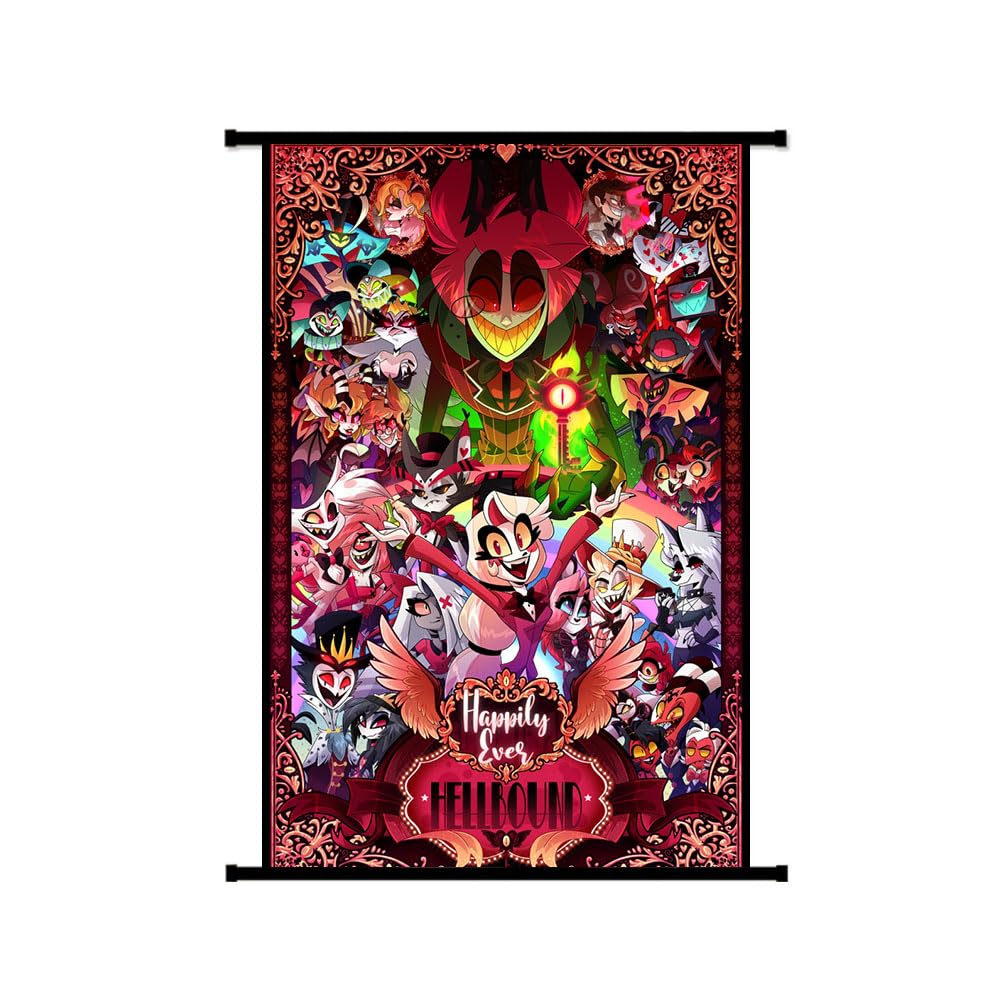 Poster Hazbin Hotel Zhongkaihua - Ange Dust, Alastor, Lucifer - Peinture Tissu 40x60cm Pour Décoration Chambre