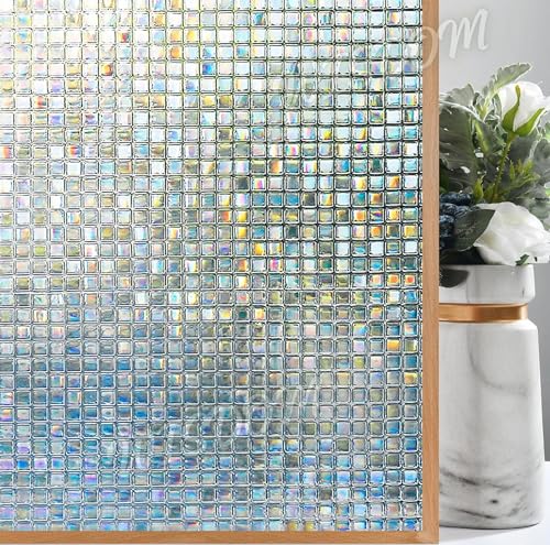 Image of WISDOM Rainbow Mosiac 24x50 Decorative Frosted Window Film for Home /Kitchen Office Film