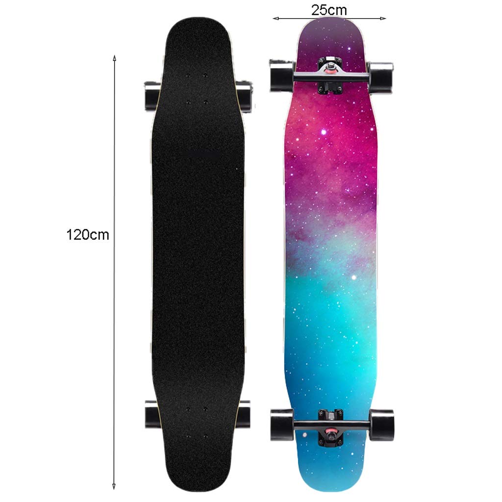 TXTC 47-Zoll-Skateboard Mit ABEC-11 Lagern Komplett Longboard Doppel Kick-Skate-Brett Cruiser 7-Schicht Maple Deck Mit High Rebound PU-Rädern for Extremen Sport Und Outdoor (Color : B)