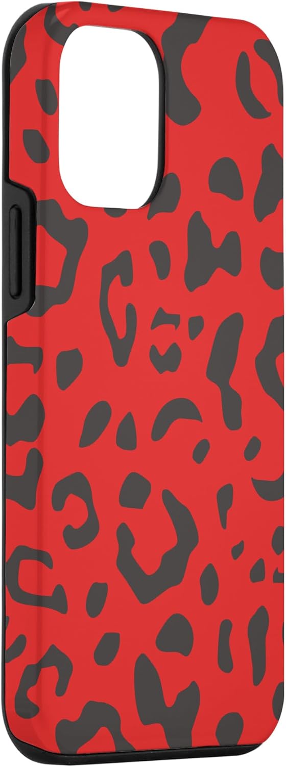 iPhone 12 mini Gray Red Leopard Print Case