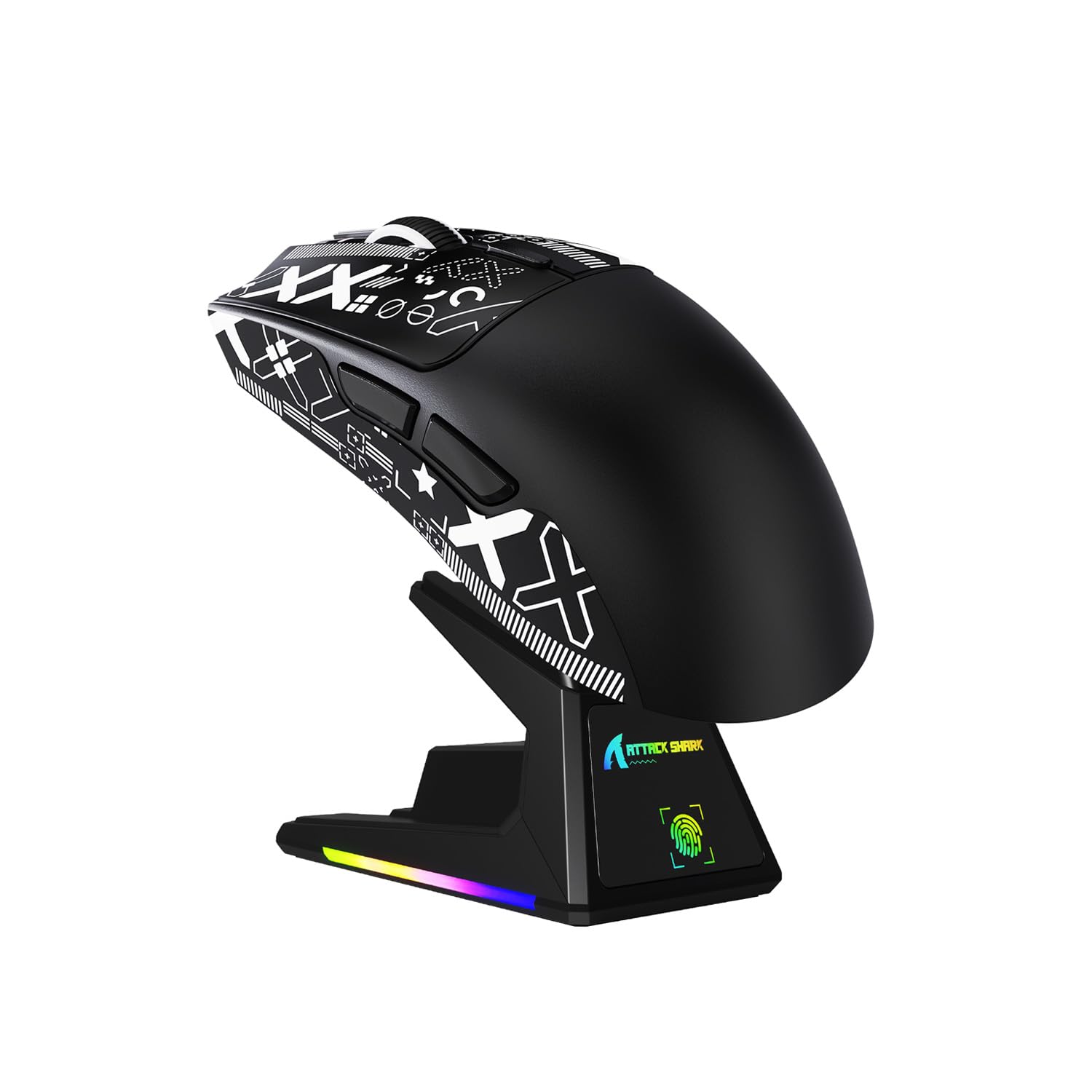 ATTACK SHARK X1 Gaming Mouse with Touchpad RGB Charging Dock, PixArt PAW3395PRO Gaming Sensor, BT/2.4G Wireless/Wired Gaming Mouse with Grip Tape, 40000 DPI, 53g Superlight Gamer Mice (Black)