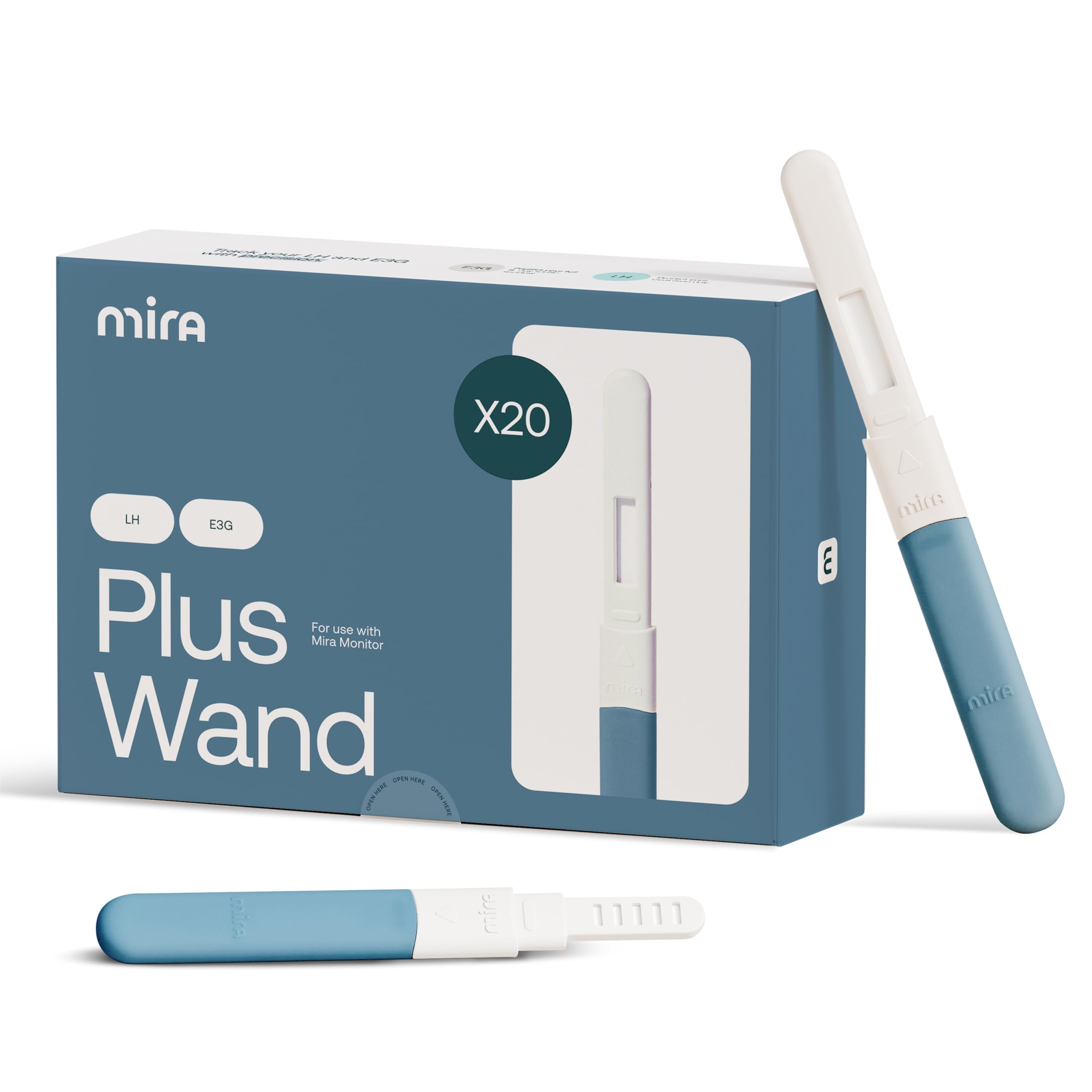 Mira Fertility PLUS Wands, 20 Ovulation Test Sticks for Women, Easy to Use with Digital Mira Ovulation Tracker, Monitor LH & E3G at Home, Modern Ovulation Predictor Kit with Individual Strips