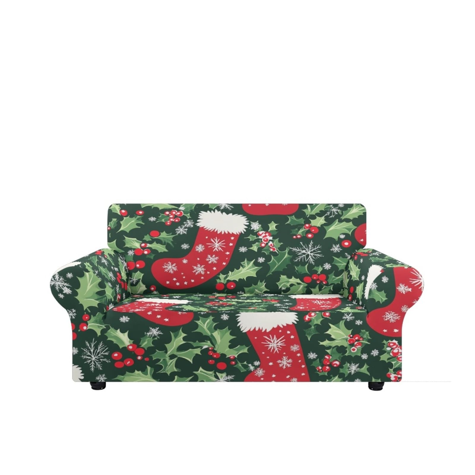 Housse Canape 2 Places Bas De Noël Housse Canapé Extensible 1 Places,avec Accoudoirs,Super Élastique Sofa Cover,Antidérapante,Antisalissure,Lavable