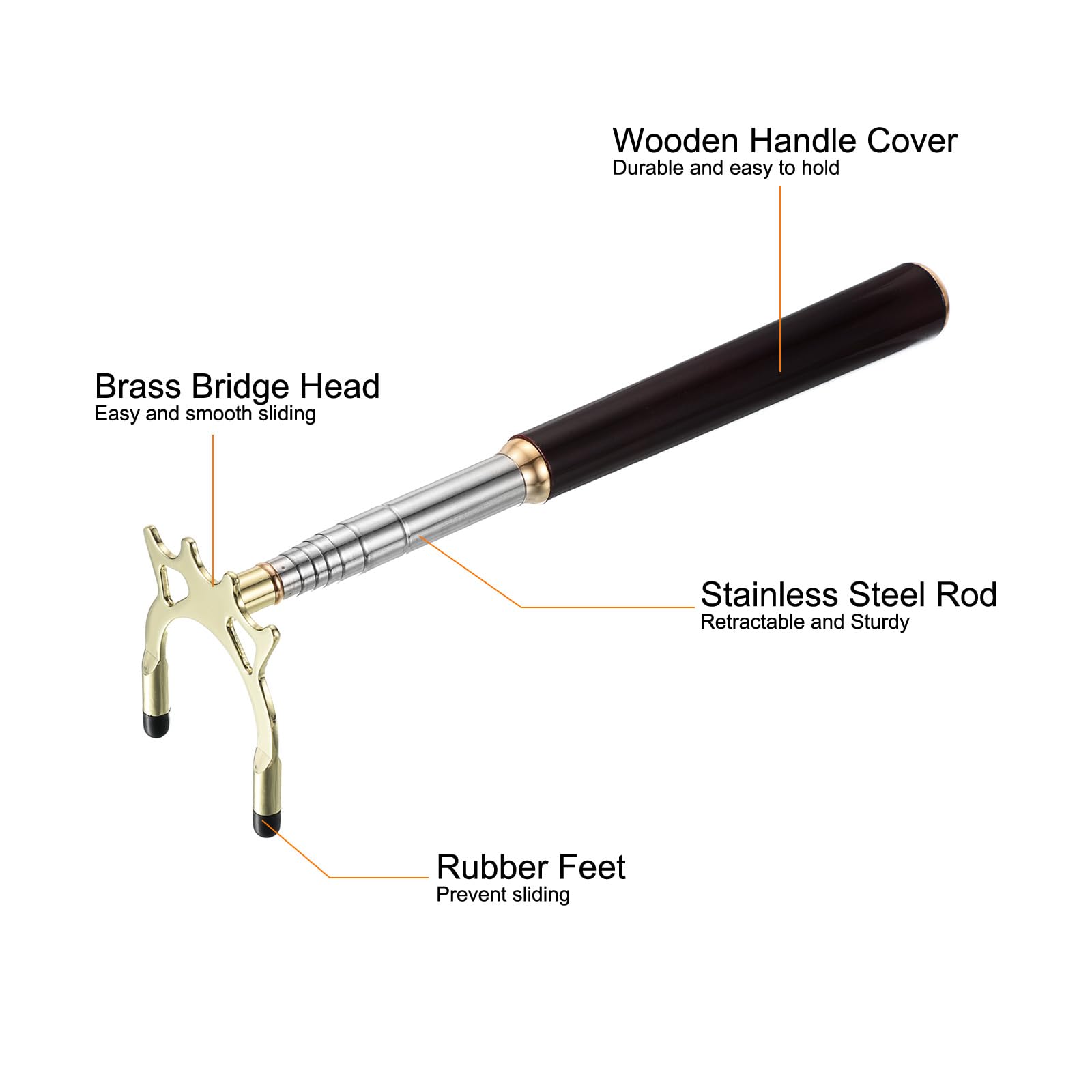 PATIKIL Queue de billard rétractable en bois avec 3 têtes de pont amovibles en laiton pour table de billard