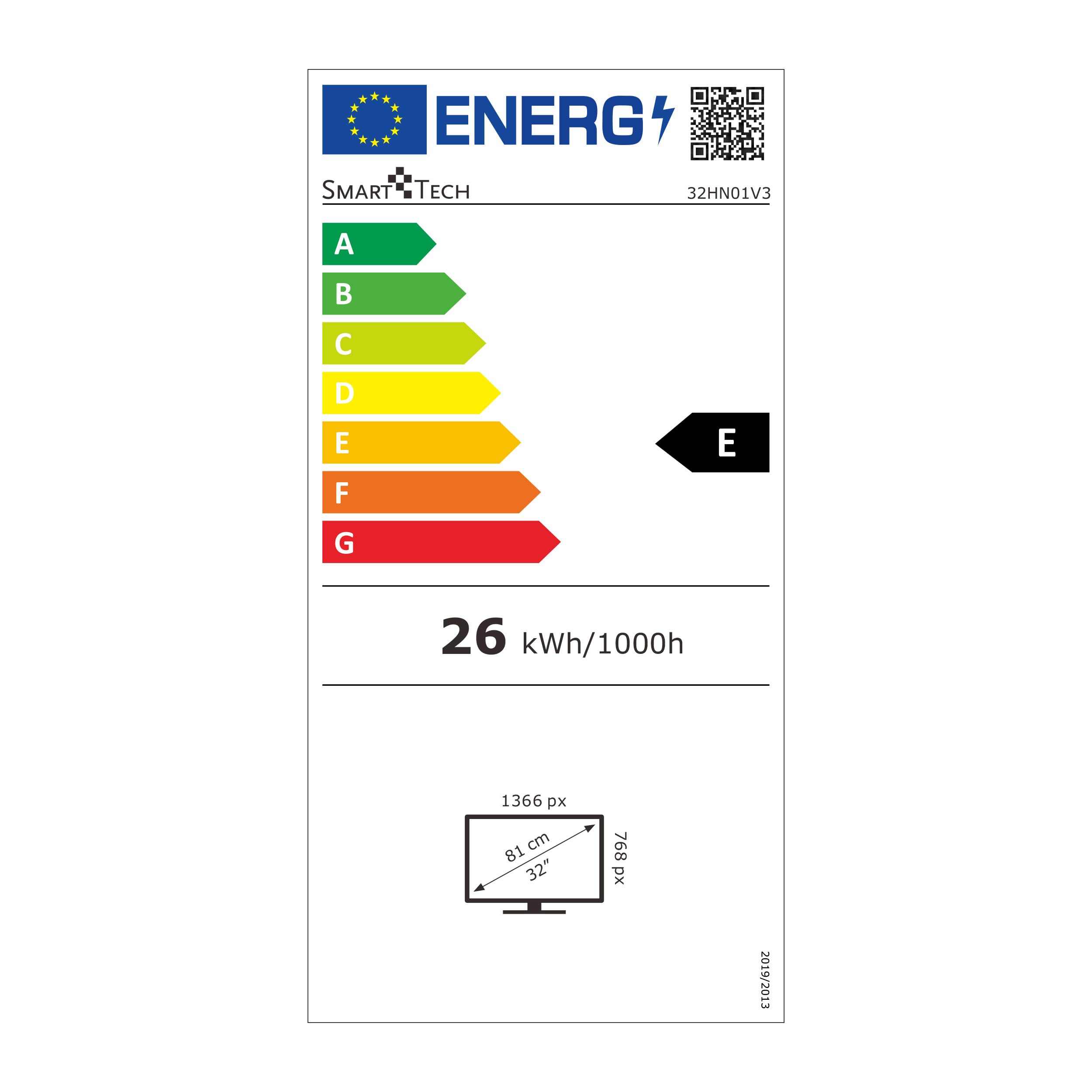 Televisor LED HD Smart Tech 32HN01V3 de 32 Pulgadas (80 cm), no Inteligente, con Triple sintonizador, Dolby Audio H.265, 3 Puertos HDMI y 2 Puertos USB.