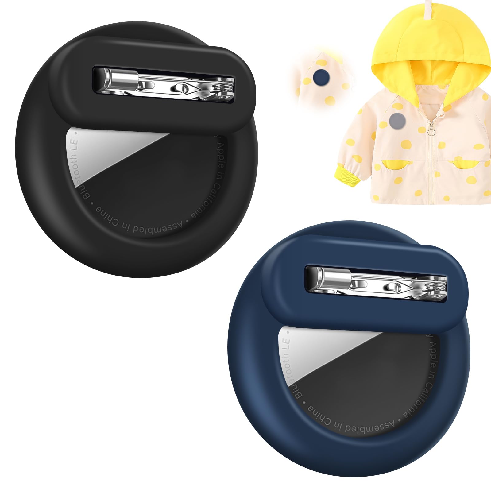 AXFEE 2PCS Hidden Air-Tag Case for Kids Air-tag Holder with Safety Pins, Anti-Removal Sicoilne Case