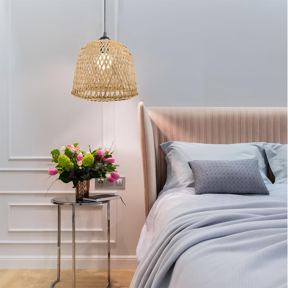 Kichvoe 2 Pezzi Paralume In Bambù Intrecciato Paralume Per Lampadario In Rattan Sostituzione In Vimini Copertura Rustica Per Lampada A Sospensione Per Sala Da Pranzo Arredamento