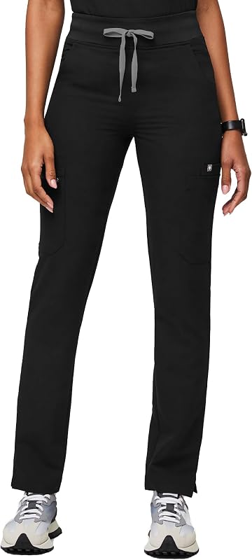 FIGS YOLA High Waisted Skinny Scrub Pants for Women — 11 Pockets, 4-Way Stretch, Yoga Waistband