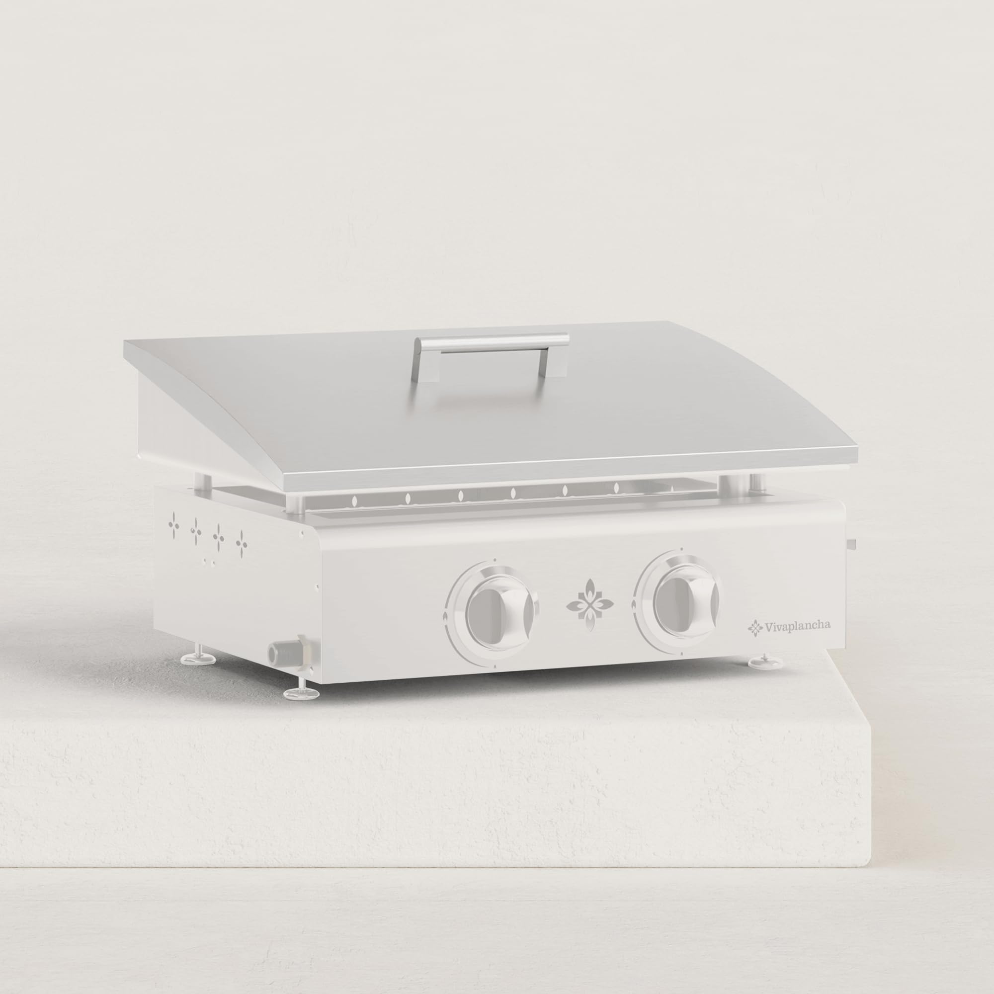 Couvercle de Protection pour plancha 2 Feux Tout INOX : protège et Assure Une Bonne Protection de Votre plancha Évite Les Projections de matières Grasses à l'arrière Compatible