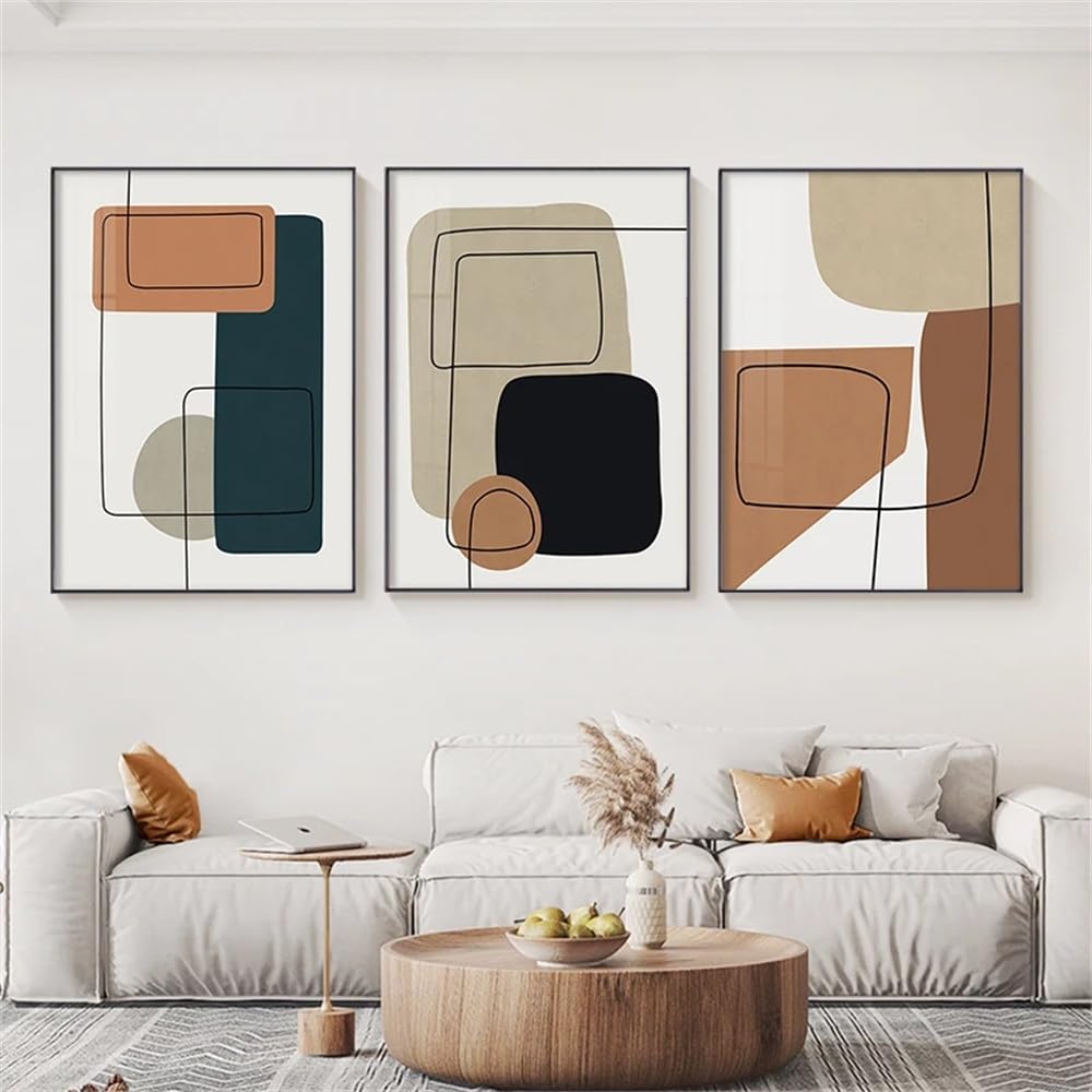 WUHBCZ Art Pictures-Abstract Geometric Line Modern Wall Art Mural Posters Canvas Painting Prints Pictures Living Room Interior Home Decoration-50 * 70cm/3PCS (No Frame)