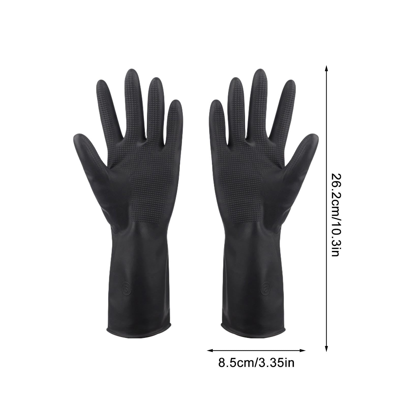 Lot de 2 paires de gants en latex réutilisables noirs pour salon de coiffure pour protéger contre la coloration des cheveux (2 paires)