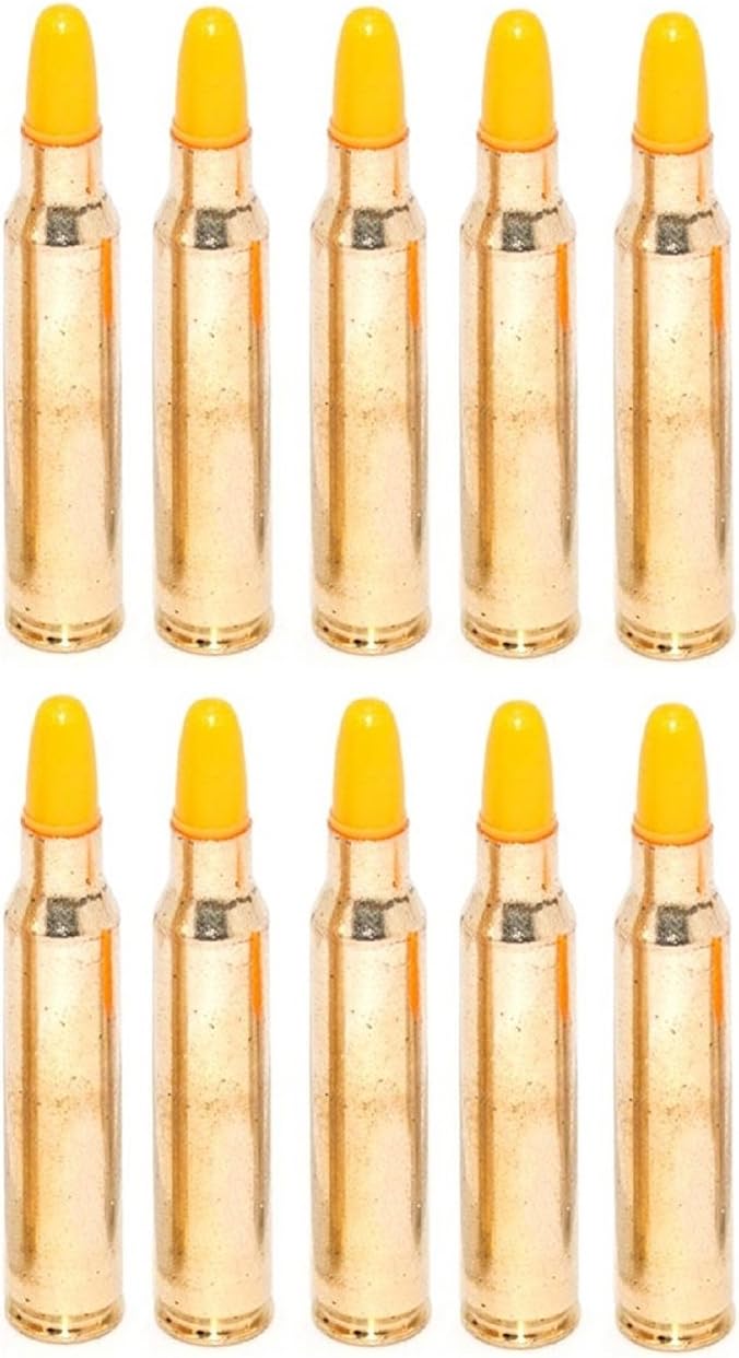 St Action Pro Pack of 10 Inert .223 REM Remington 5.56 NATO M16 AR-15 Rifle Orange Safety Trainer Cartridge Dummy Ammunition Ammo Shell Rounds with Brass Case