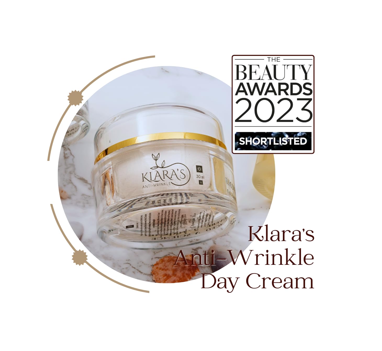 Klara Skincare Crème de jour légère anti-rides primée 2023, avec collagène marin, acide hyaluronique, actifs botaniques, pour enfants de 35 ans et plus, parfum d'orange douce et de vanille