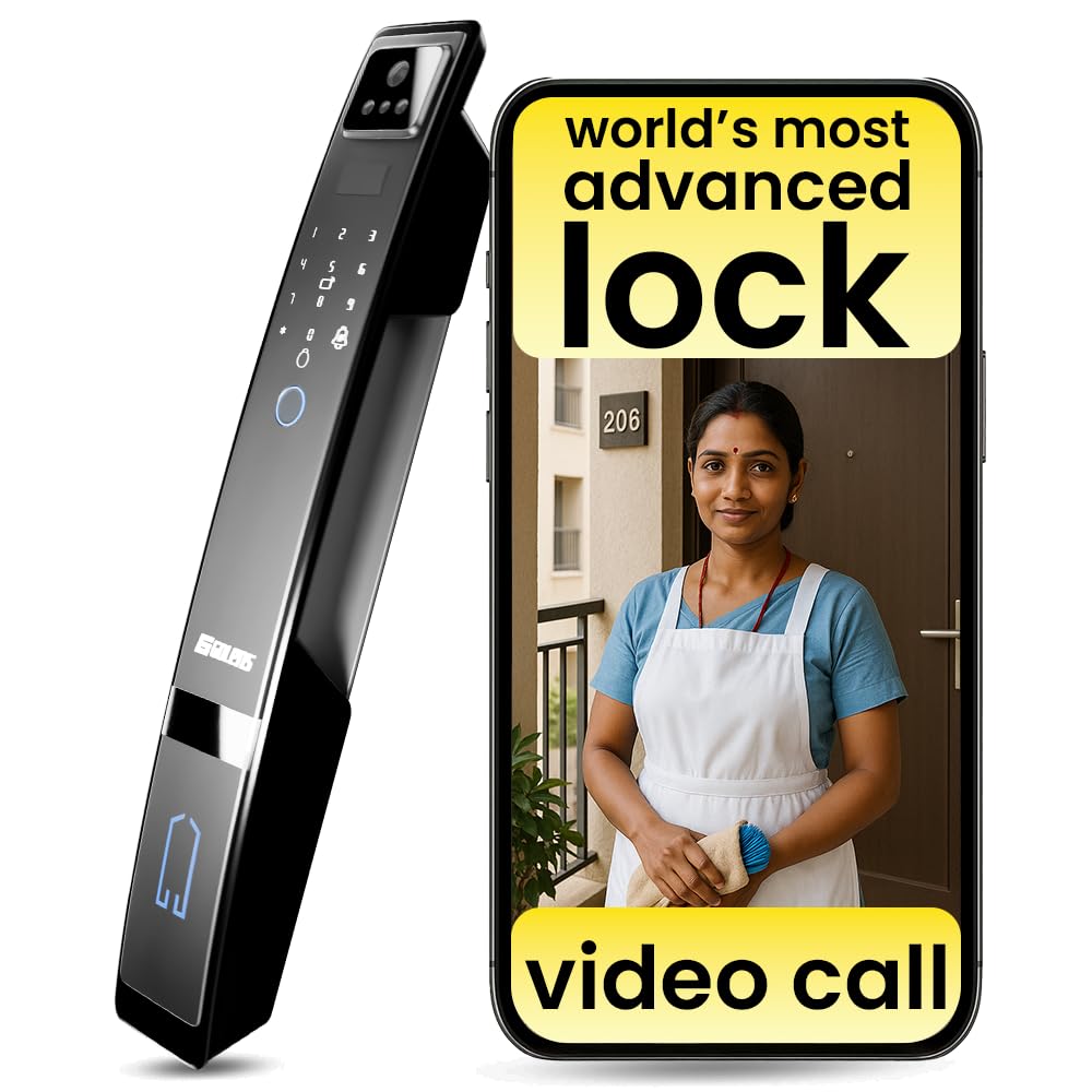 Main Door Protector World's Most Advance Smart Lock | 10 Ways Unlock | Seperate Chime | Alexa/Apple/Google Home Supports | Inbuilt CCTV/Video Door Viewer