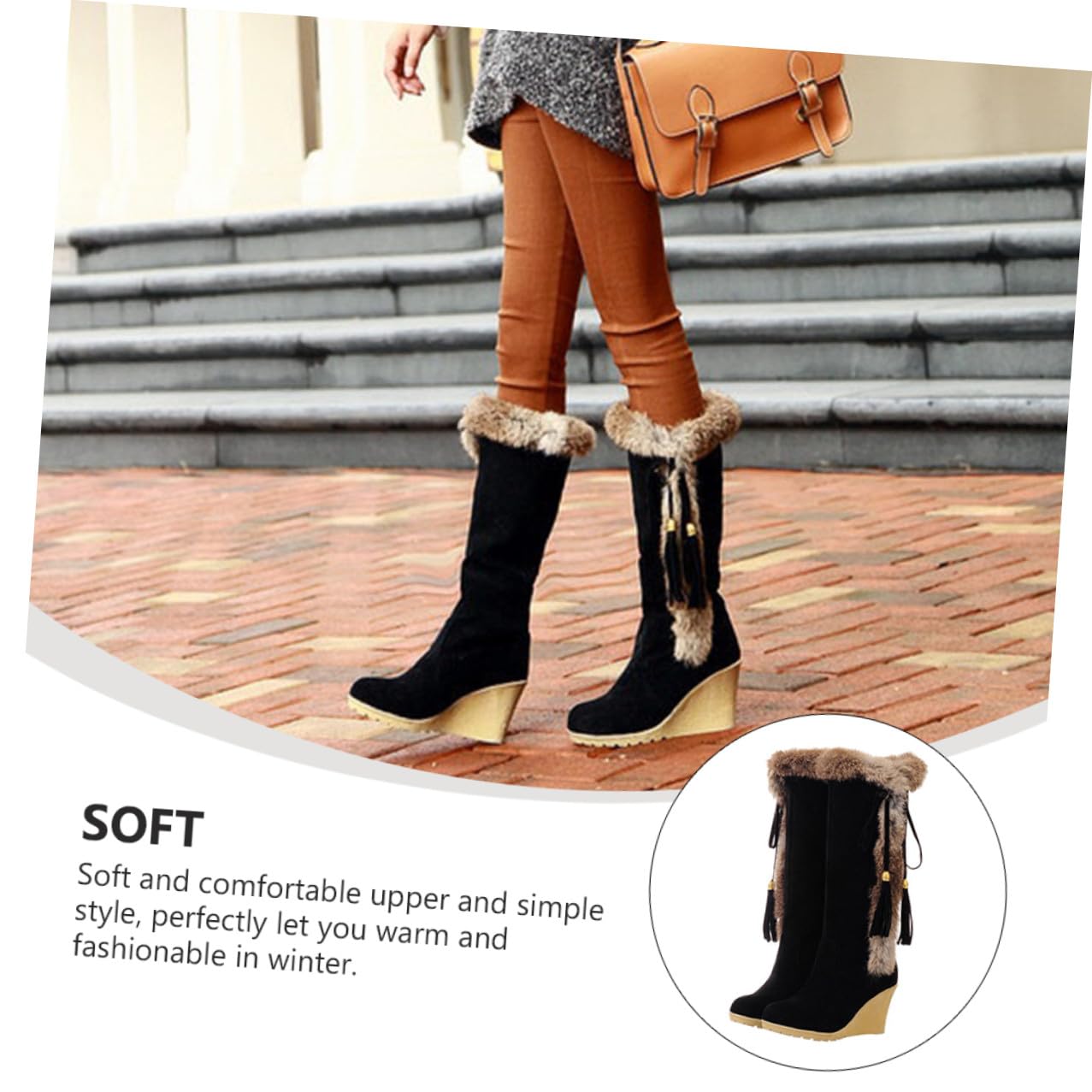 ORFOFE Stivali da Neve Alti Donna Imbottiti Caldi Antiscivolo Stivali Invernali Robusti Tacco da Pendio Look Elegante
