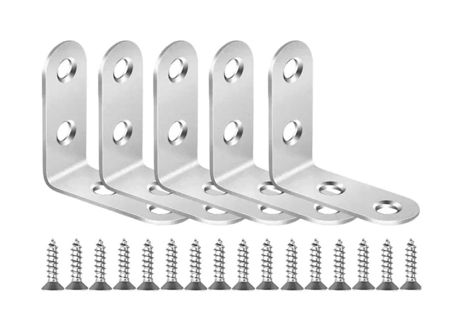 Angle Brackets, L Brackets Stainless Steel with Screws Corner Brace(5set-16x50mm)