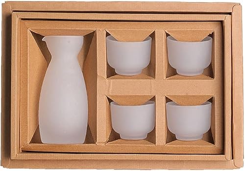 Sake Set Japanese traditional5Pcs Japanese Glass Sake Pot Set,Best Gift for Friends and Family