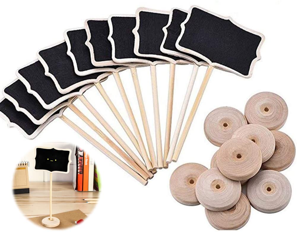 ELECDON Mini Stand Chalkboard, Hanging Blackboard Message Board Polygon Mini Chalkboard Signs Double Sided Tabletop Board School Wedding Birthday Party Bar Message Board Sign Event Decoration, 10 PCS