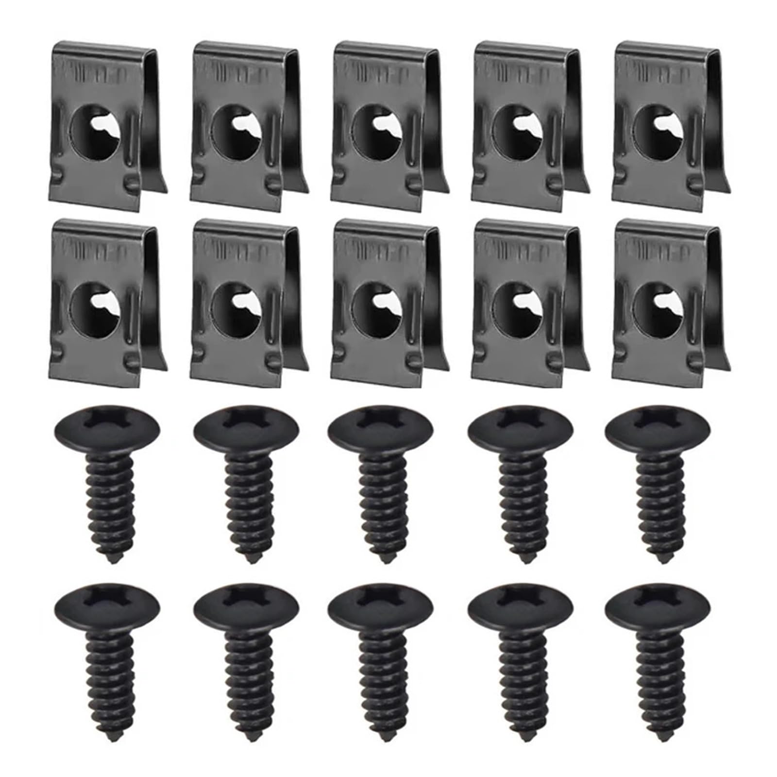 KXFVYNE Self Tapping Screws Metal Fastener Clip for Car Motorcycle U-Type with Screw Anti-Rust Protection Iron Sheet Kit(20pcs)