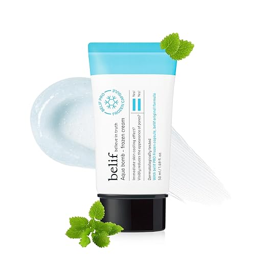 belif Aqua Bomb Frozen Gel Moisturizer – Soothe & Depuff with Copper Peptides, Niacinamide & Caffeine. Refreshing Hydration Cream with Cooling Capsules - Lightweight, Korean Skincare, 1.69 fl oz