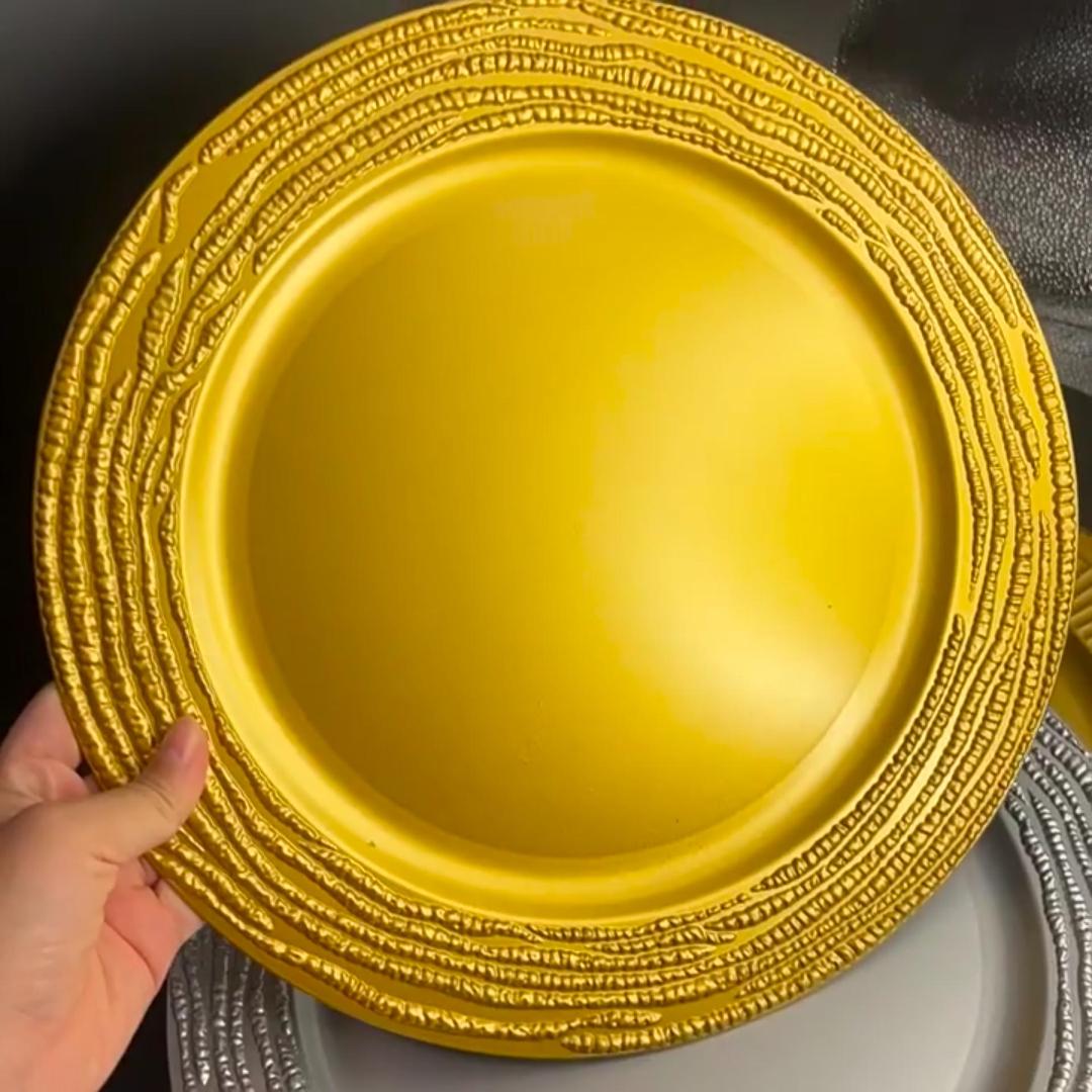 100 Platos Cargadores Dorados Antiguos 13 Pulgadas miniatura 7