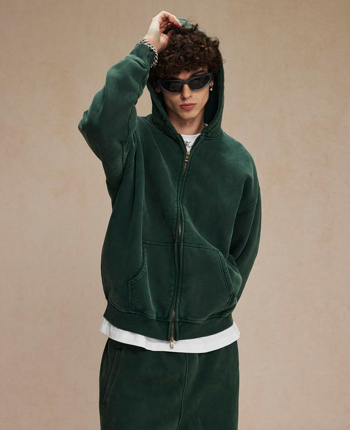 KEEPSHOWING Womens and Mens Zip Up Hoodies Long Sleeve Fall Oversized Sweatshirts Acid Wash Y2K Jacket with Pockets - Image 2