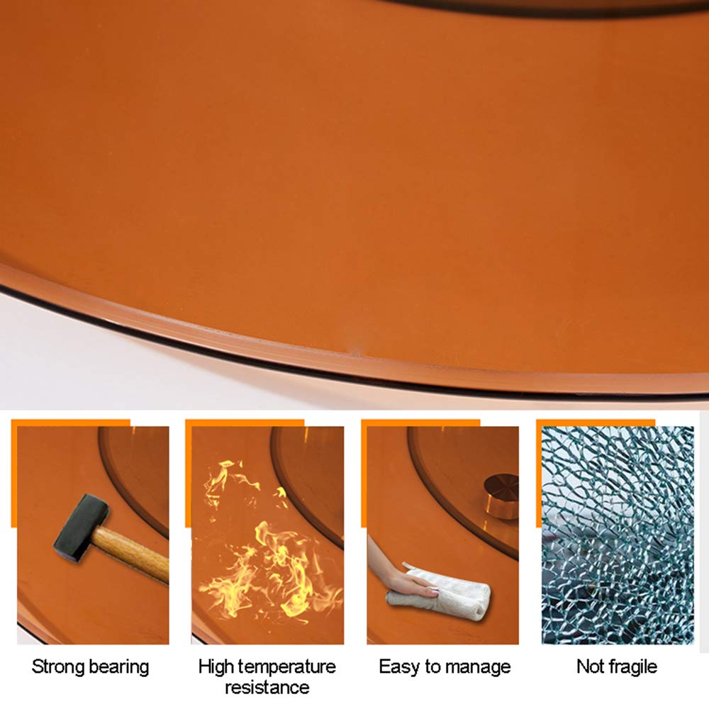 Plateau tournant en Verre trempé, idéal pour la Table à Manger ou la Cuisine. Plateau Rotatif avec roulements Silencieux, Non incliné, Marron, 60-90 cm (60 cm/23,6 Pouces).