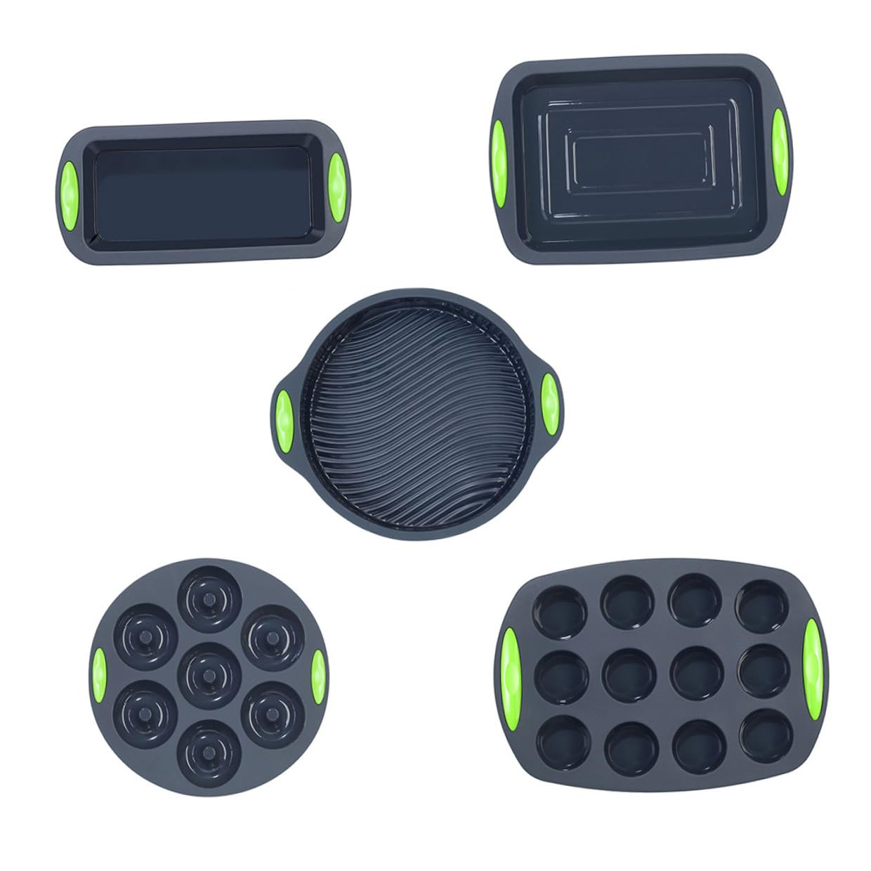 Juego de 5 Moldes de Silicona Flexible y Resistente al Calor para Hornear Pasteles Cocina, Herramienta Multiusos para Aficionados la Repostería