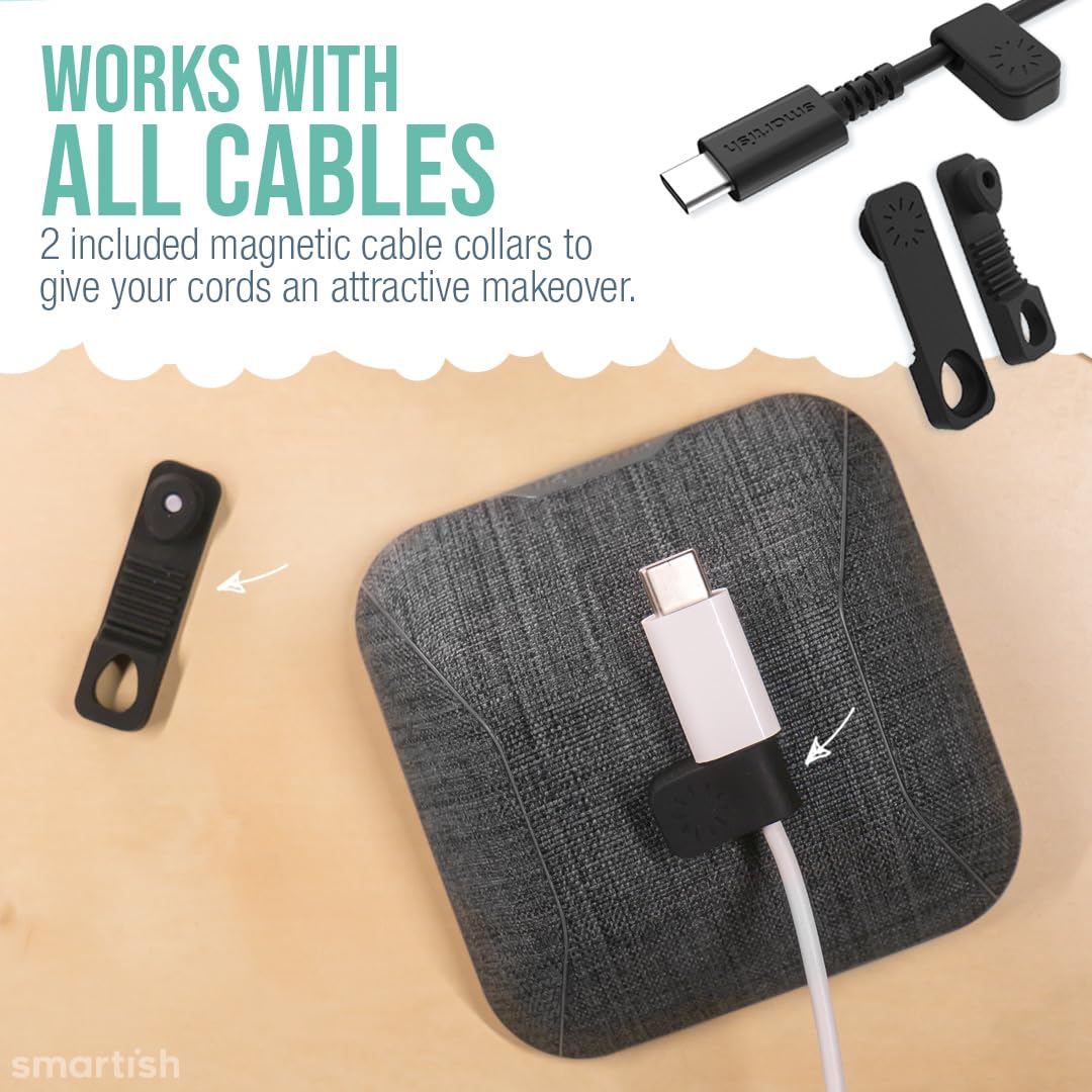 Smartish Magnetic Cable Manager - Cable Wrangler Magnet Base Cord Organizer for Your Nightstand (Silk) - No. 2 Pencil Gray SLK-MB-GRAY - Image 4