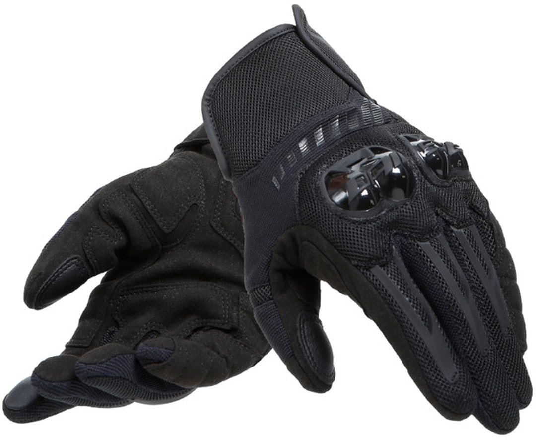 Dainese - Mig 3 Air Tex Gloves, Guanti Moto Estivi in Pelle da Uomo, con Sensore Touchscreen, Palmo Rinforzato e Protezioni Nocche in TPU, Confortevoli, Elastici e Traspiranti, Nero