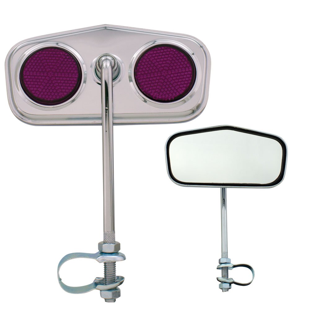Fenix Cycles Pentagon Daimond Bicycle Mirror Chrome, Purple Reflectors