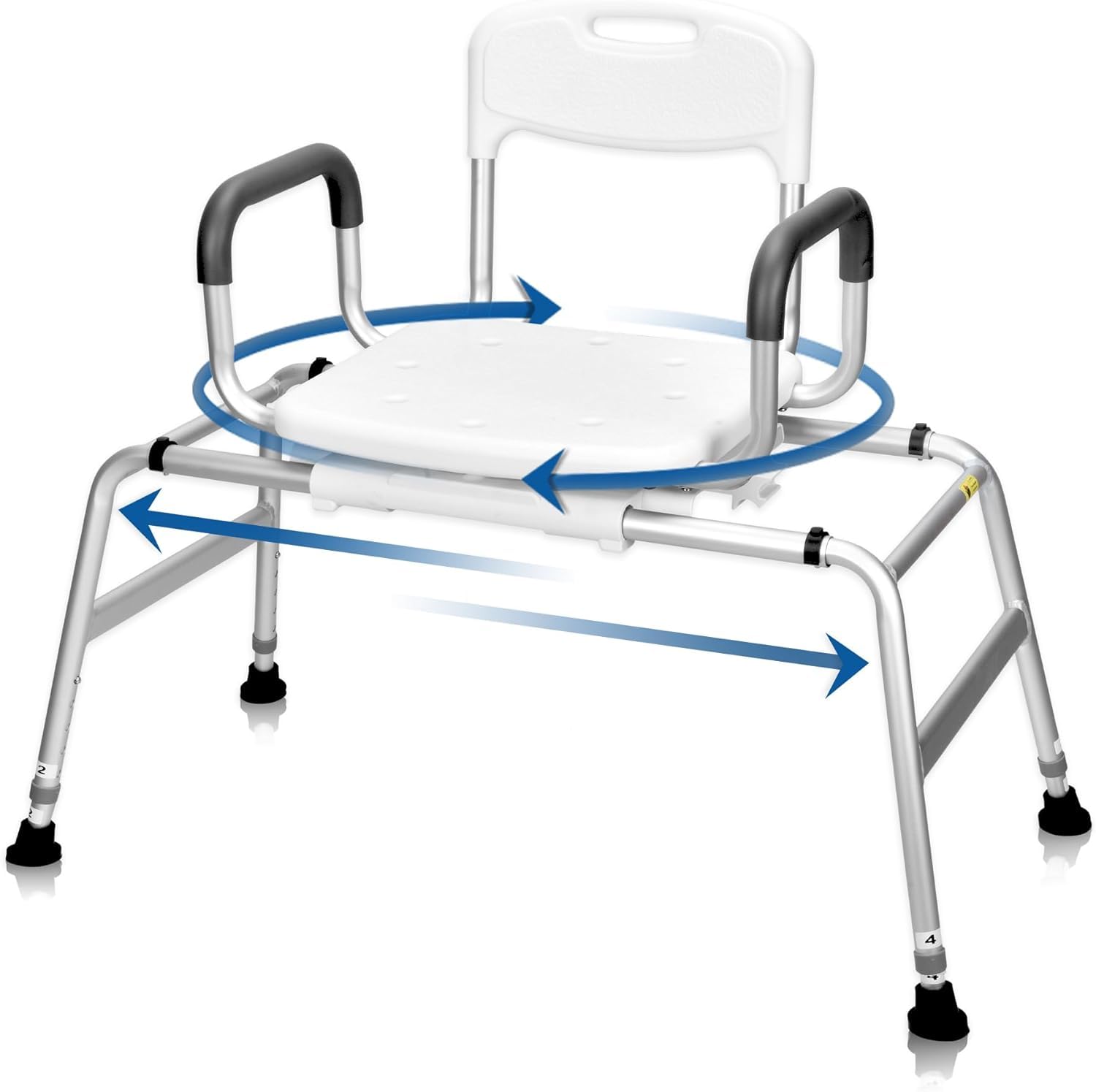 Silla de ducha deslizante giratoria con reposabrazos y respaldo, taburete de baño antideslizante para ancianos, silla de baño segura y cómoda